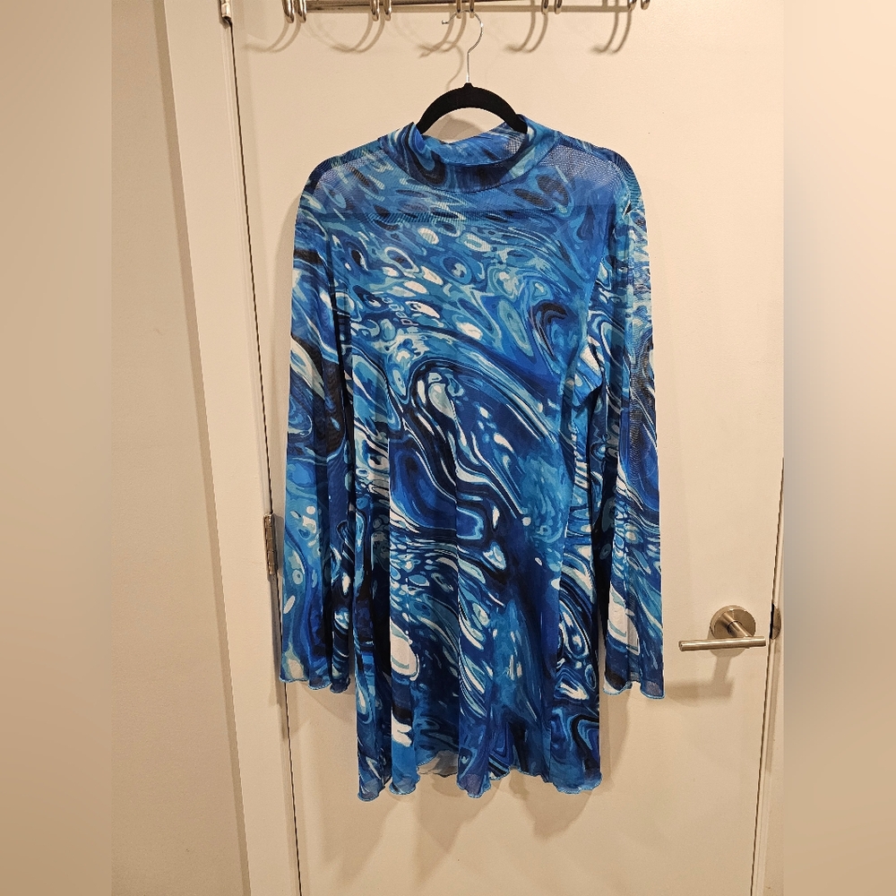 Blue Swirl Pattern Mini Dress